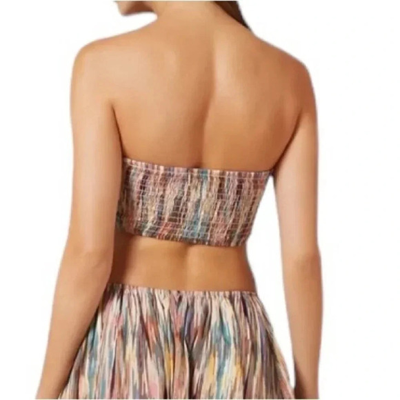 MISA Myka Ikat Strapless Cutout Smocked Cotton Blend Dress Size S NWT - Picture 3 of 13